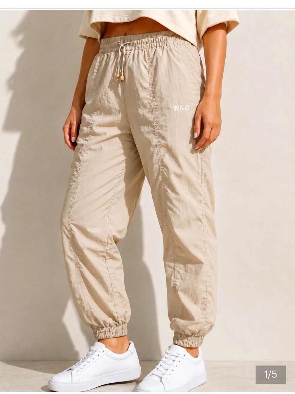 Wilo The Label Light Beige Nylon Track Pants